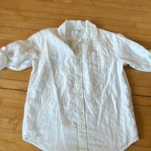 Janie and Jack white linen buttondown age 10